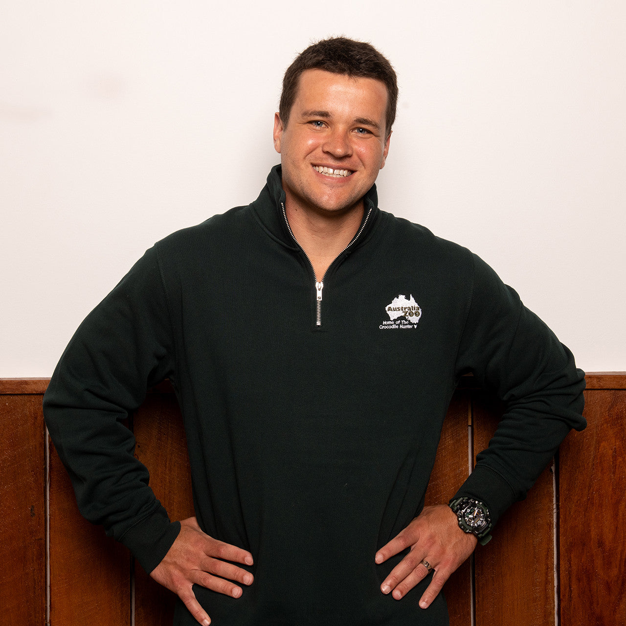 Australia Zoo Half Zip Jumper - Green – Australia Zoo Operations