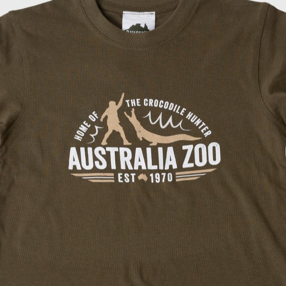 Retro Crocodile Hunter Olive Tshirt