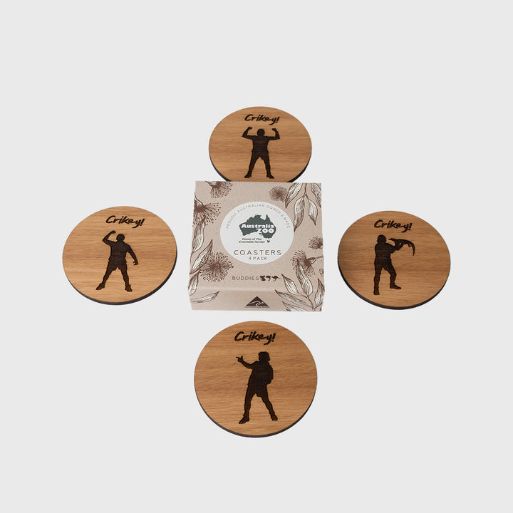 Set of 4 Steve Silhouettes Wooden Coaster