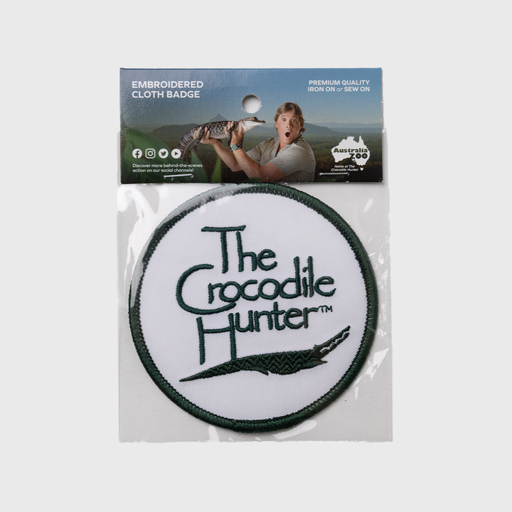 The Crocodile Hunter Round White Cloth Patch