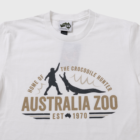 Retro Crocodile Hunter White Tshirt