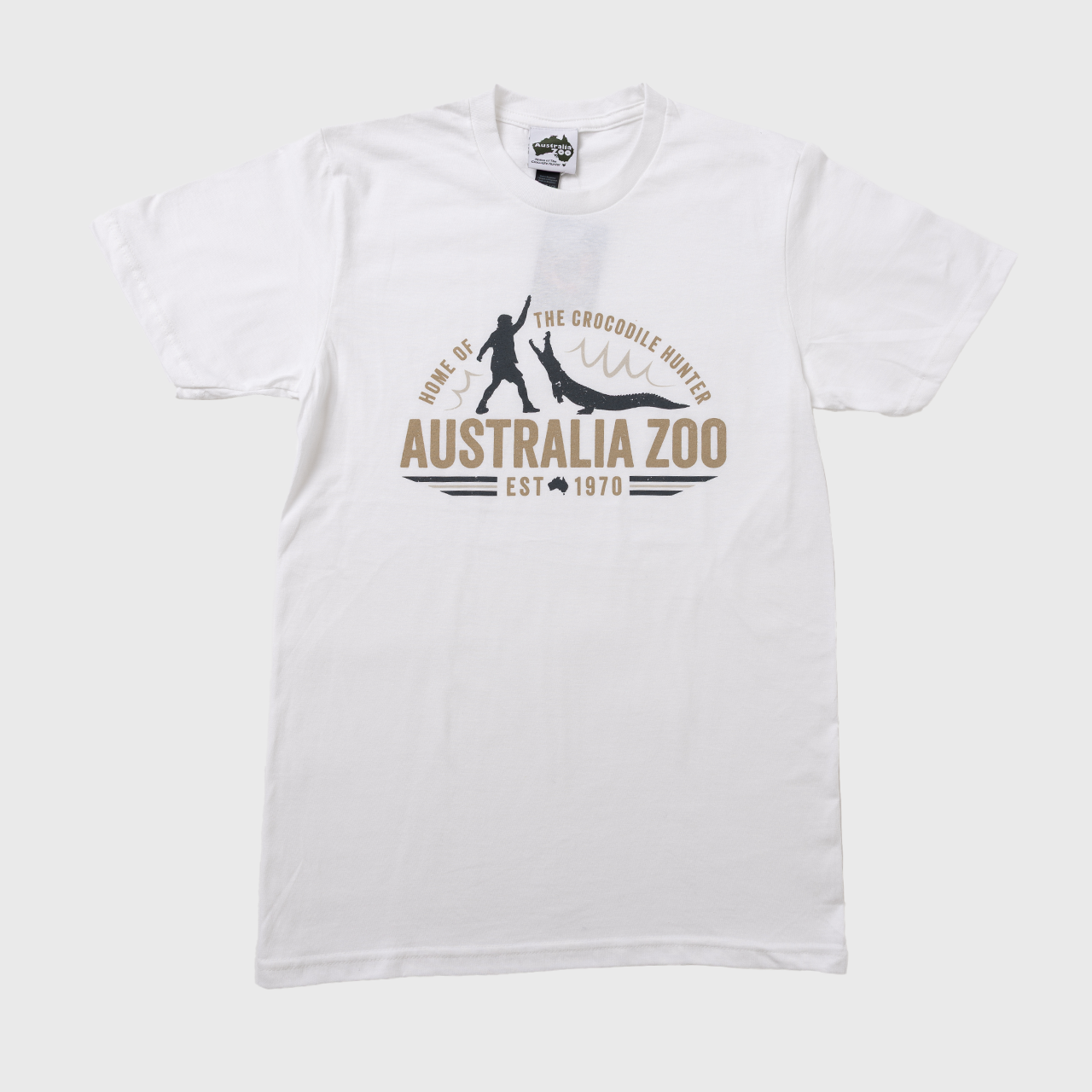 Retro Crocodile Hunter White Tshirt