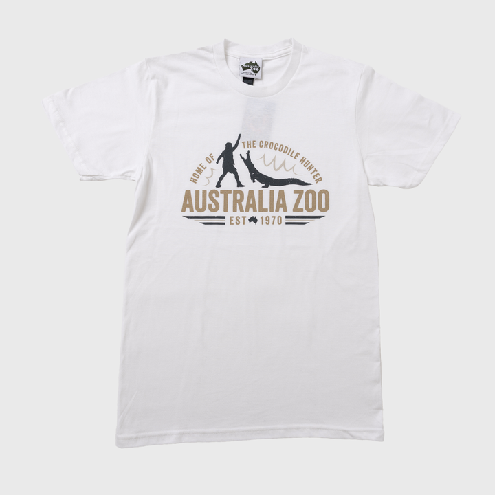 Retro Crocodile Hunter White Tshirt