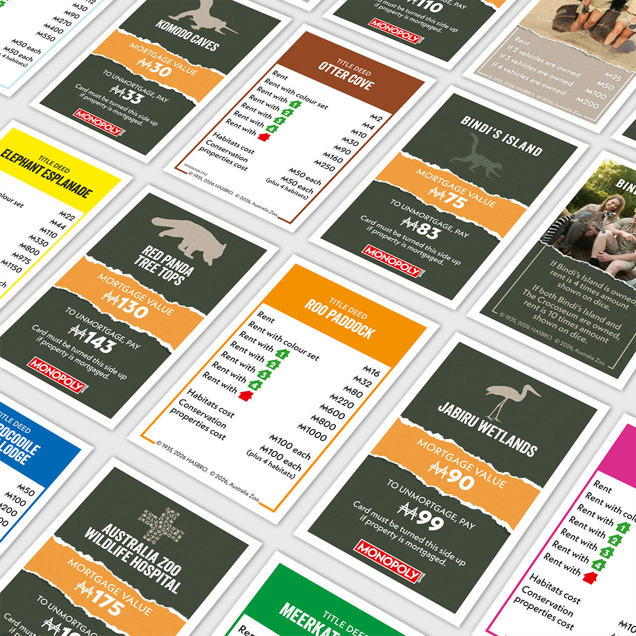 Australia Zoo monopoly game cards