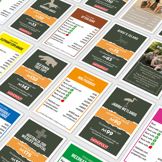 Australia Zoo monopoly game cards