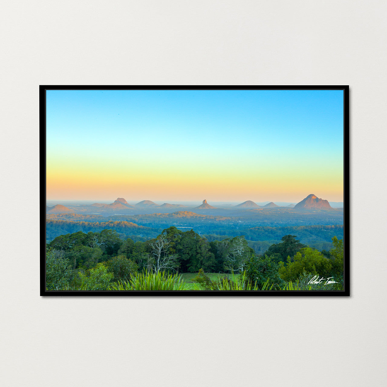 Premium Framed Metal Print - Glass House Mountains