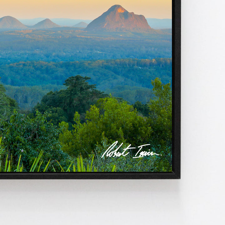 Premium Framed Metal Print - Glass House Mountains