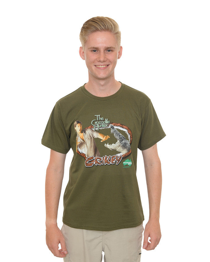 Crikey Crocodile Hunter Army Green Tshirt