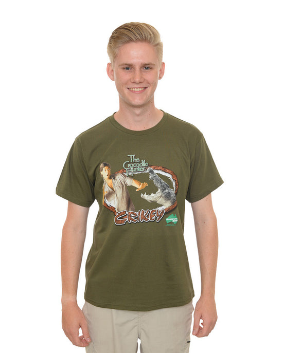 Crikey Crocodile Hunter Army Green Tshirt