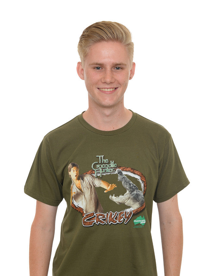 Crikey Crocodile Hunter Army Green Tshirt