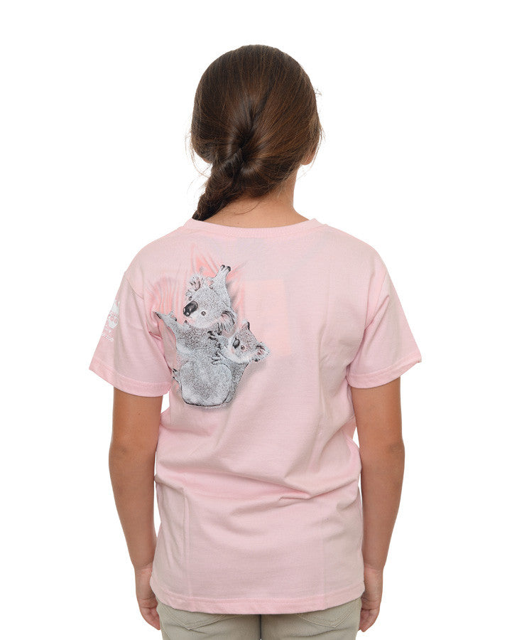 Climbing Koala Wild Planet Pink Kids Tshirt
