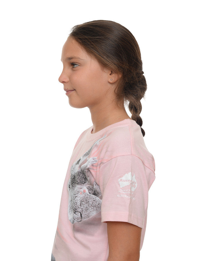 Climbing Koala Wild Planet Pink Kids Tshirt