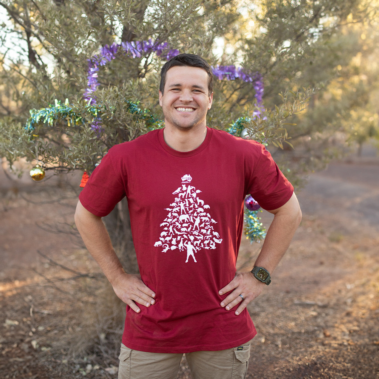 Steve Christmas Tree Red Tshirt