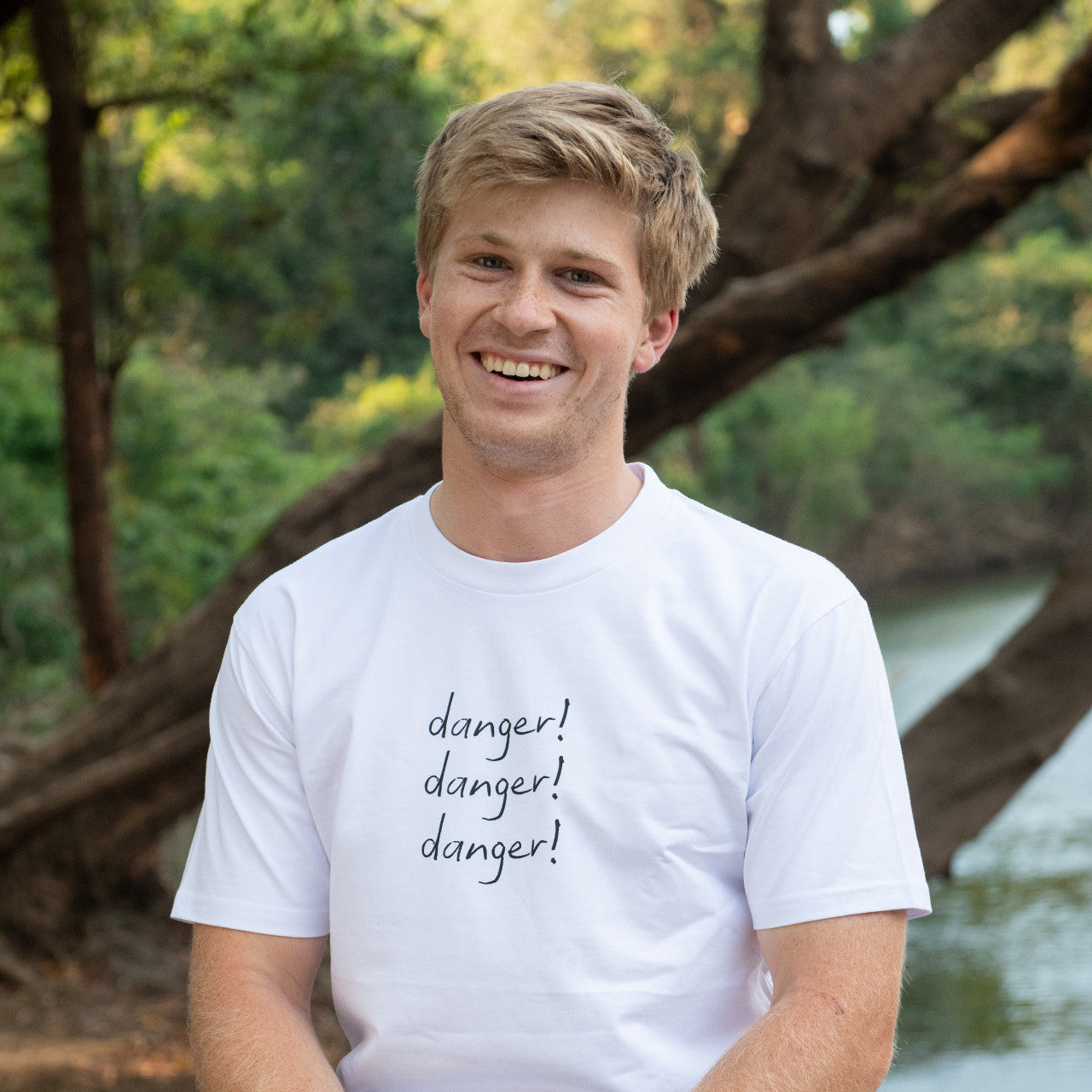 Danger Danger Danger White Tshirt – Australia Zoo Operations Pty Ltd