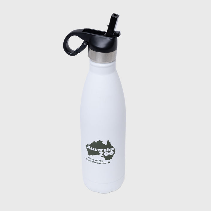 Australia Zoo Logo White Flip Top Water Bottle