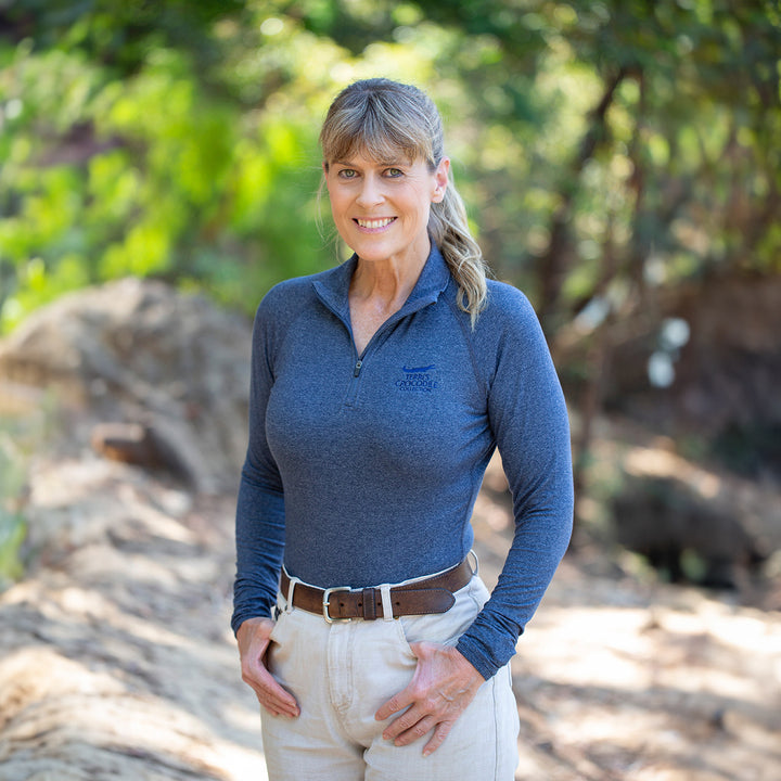 Terri's Crocodile Collection Navy Half Zip Shirt