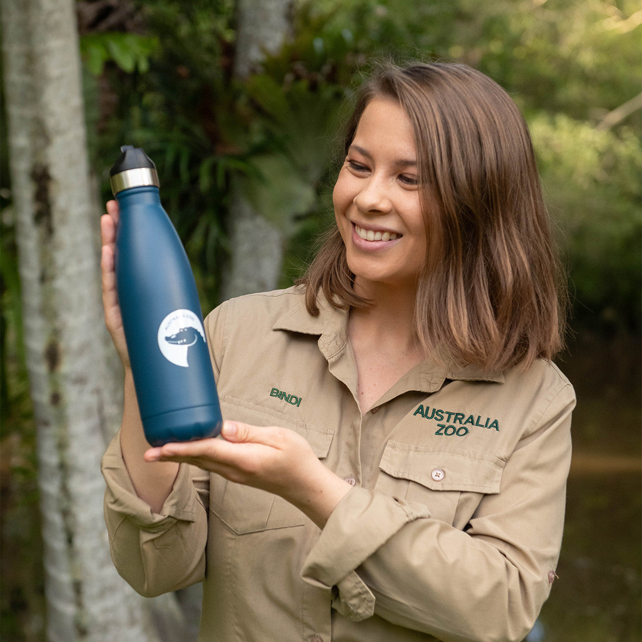 Crocodile Blue Flip Top Water Bottle