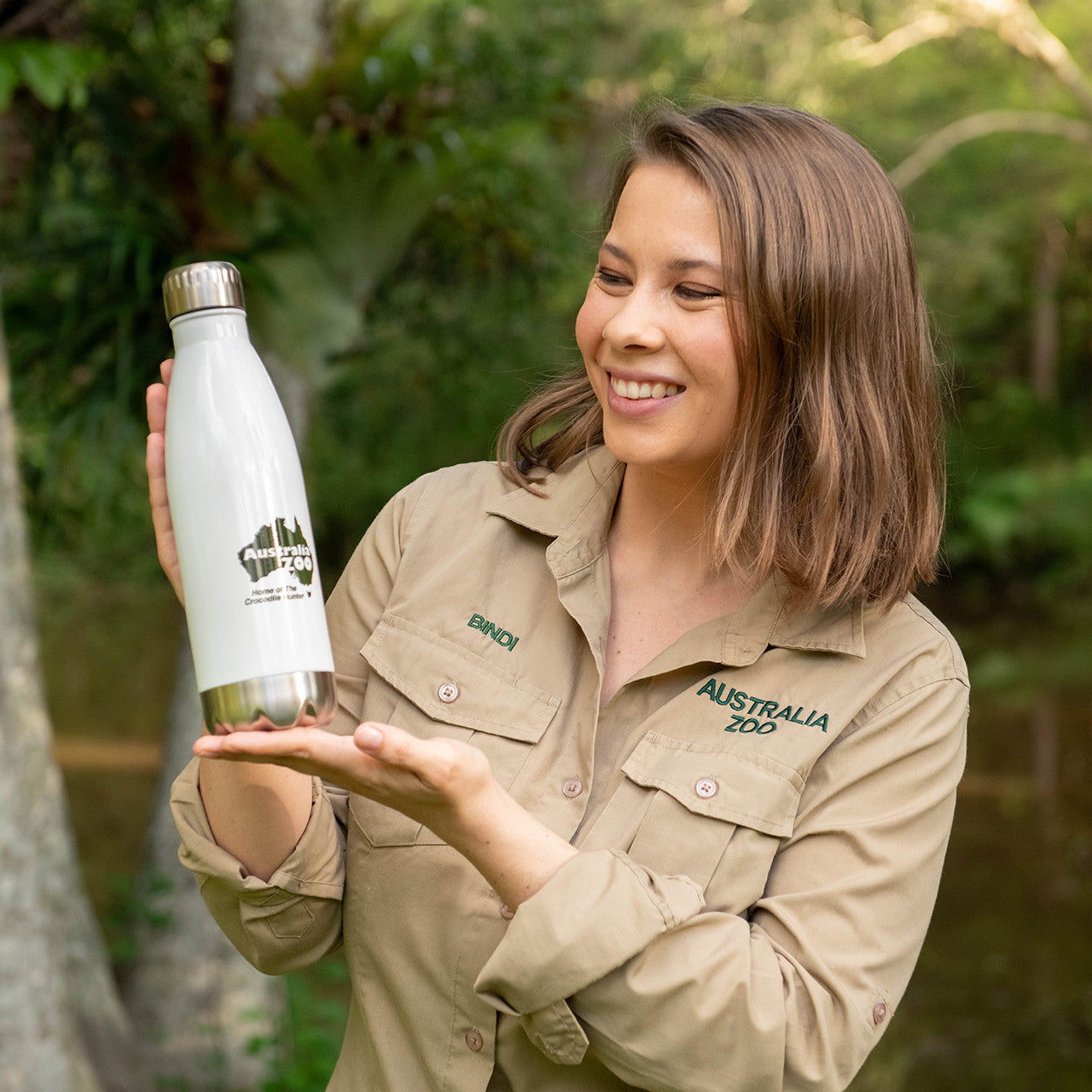 Australia Zoo Logo White Screw Top Water Bottle