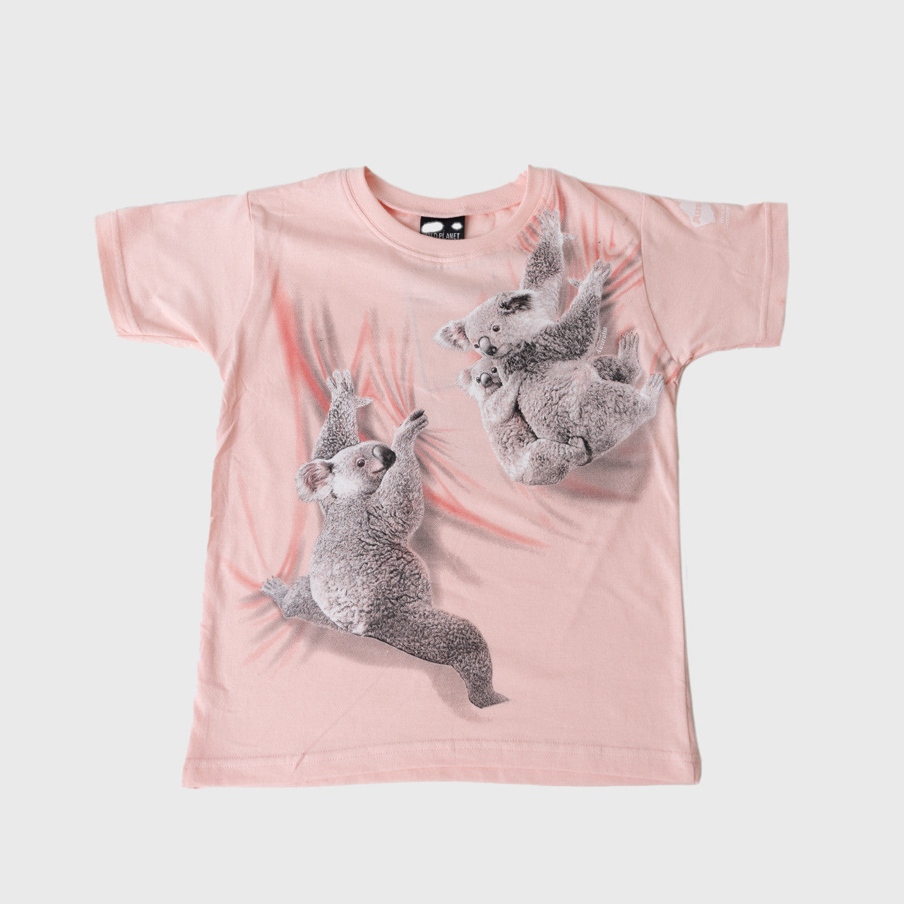 Climbing Koala Wild Planet Pink Kids Tshirt