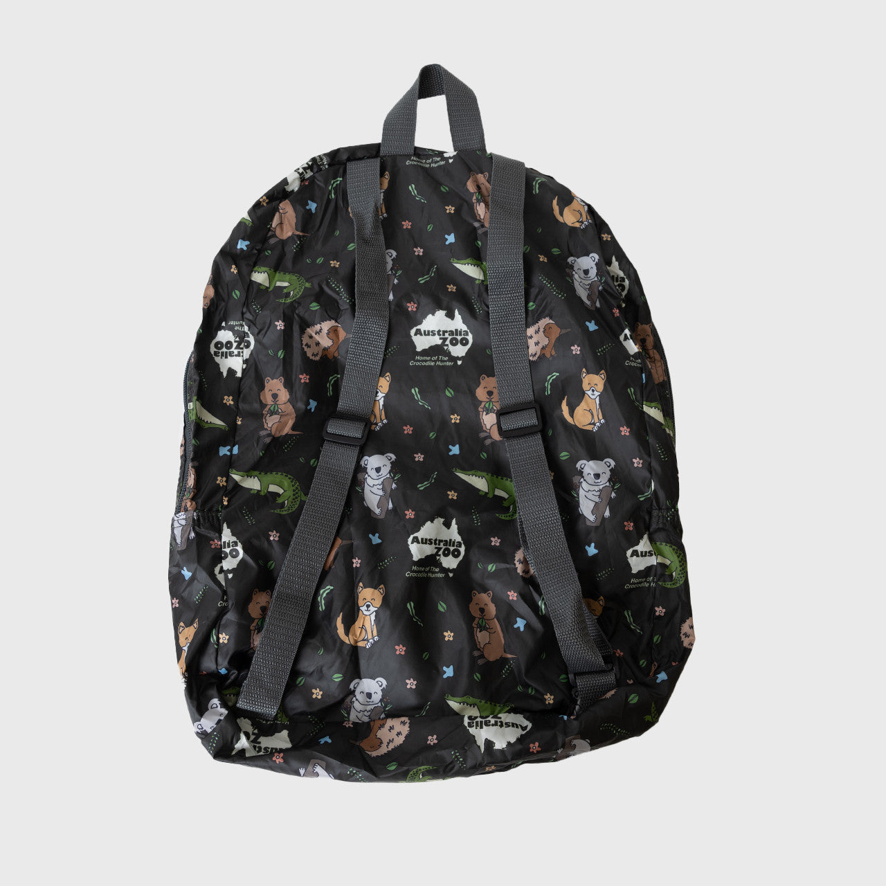 Australian Animals Black Fold Up Backpack