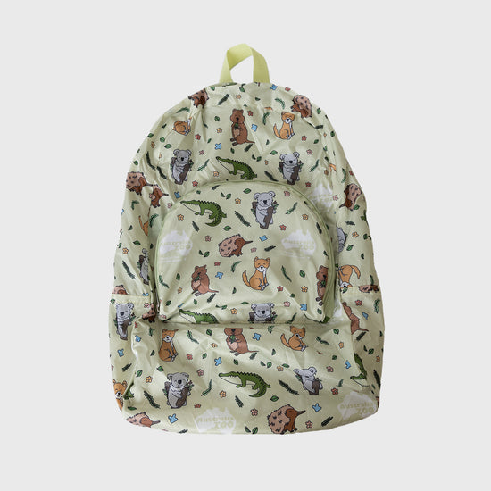Australian Animals Sage Fold Up Backpack