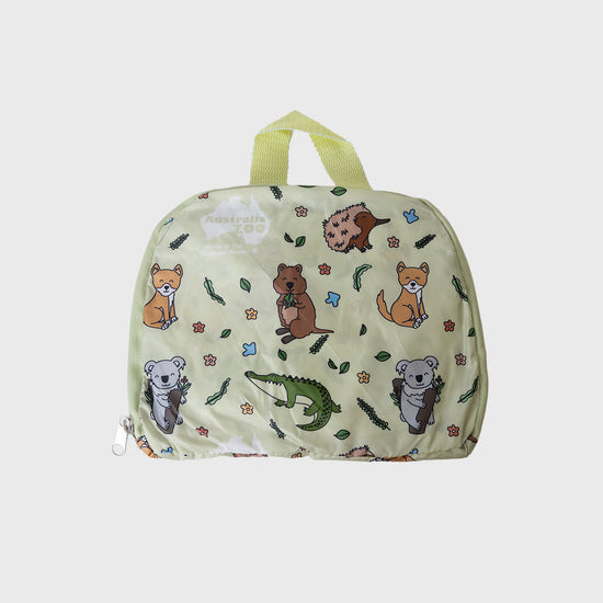Australian Animals Sage Fold Up Backpack