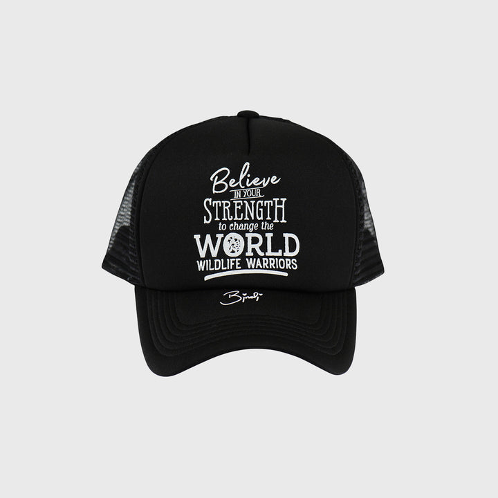 Believe In Your Strength Black Trucker Cap