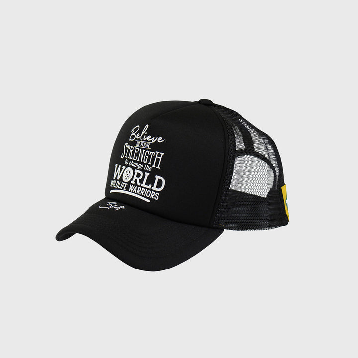 Believe In Your Strength Black Trucker Cap