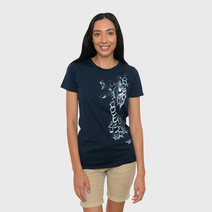 Giraffe Ladies Navy Tshirt