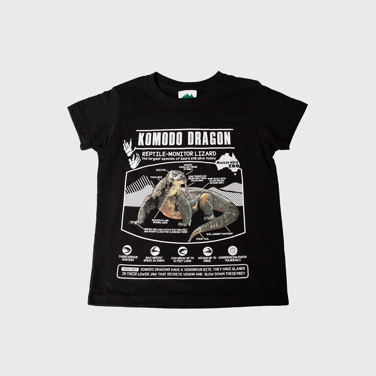 Komodo Dragon Child Black Tshirt