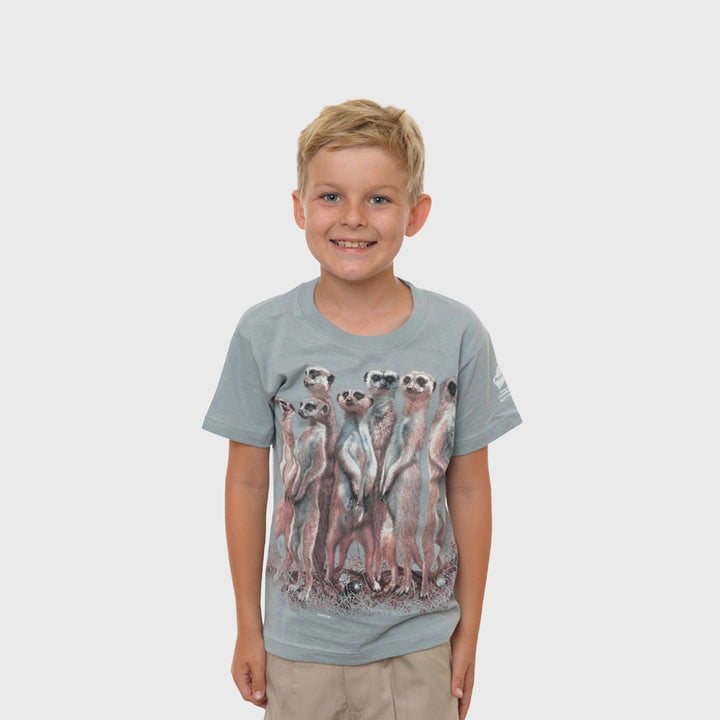 Meerkat Wild Planet Dusty Blue Tshirt Size 6