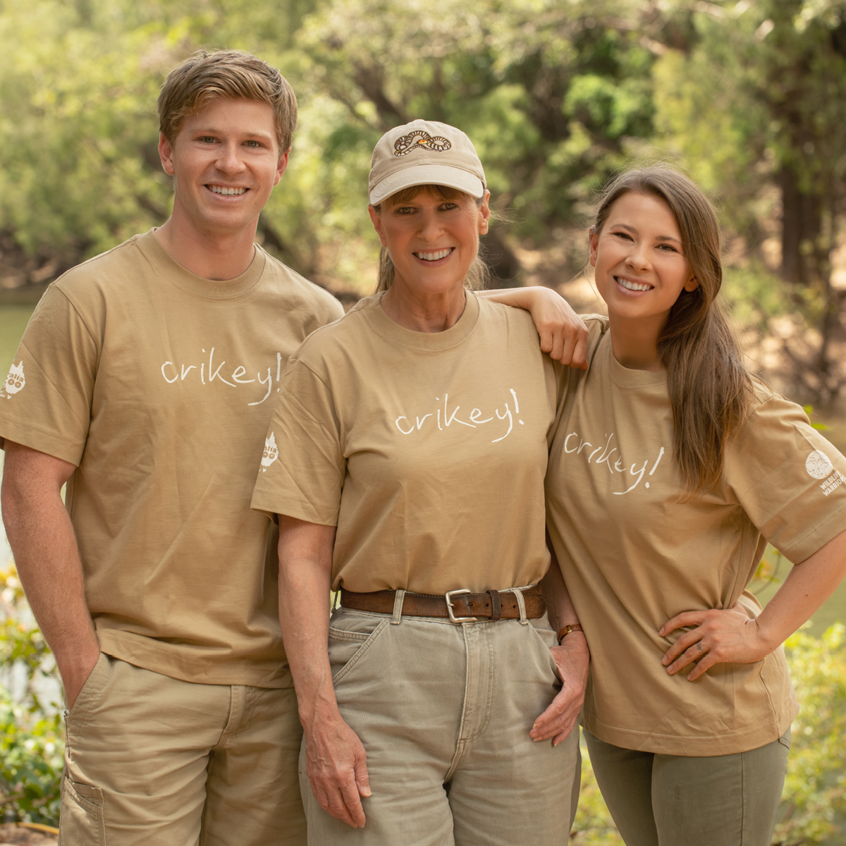 Crikey Large Text T Shirt Khaki