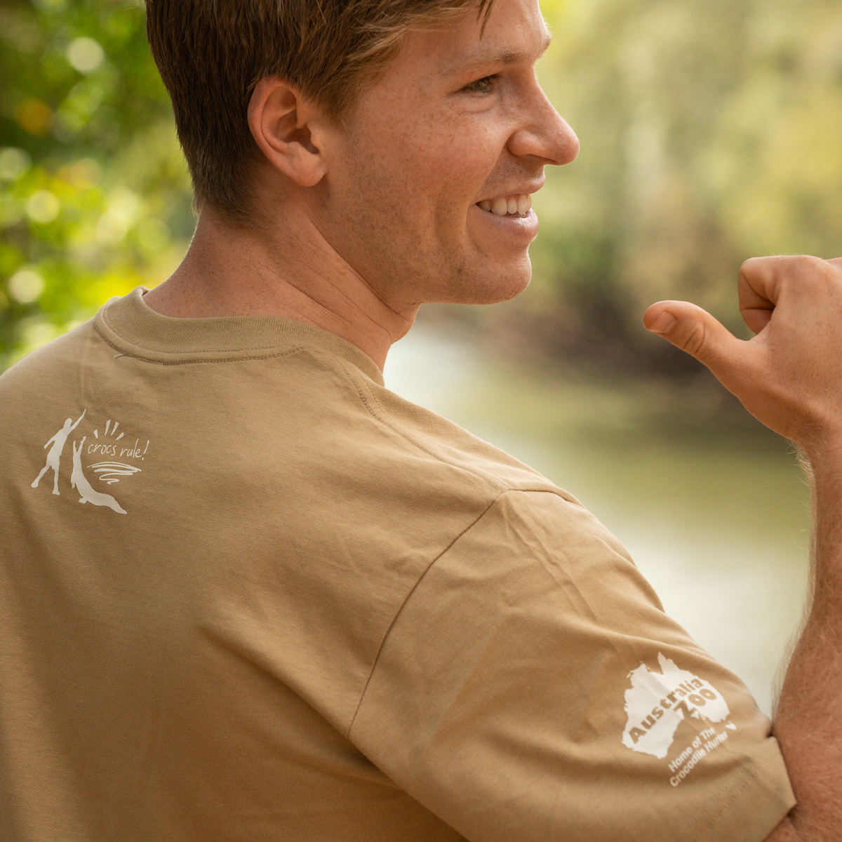 Crikey Large Text T Shirt Khaki