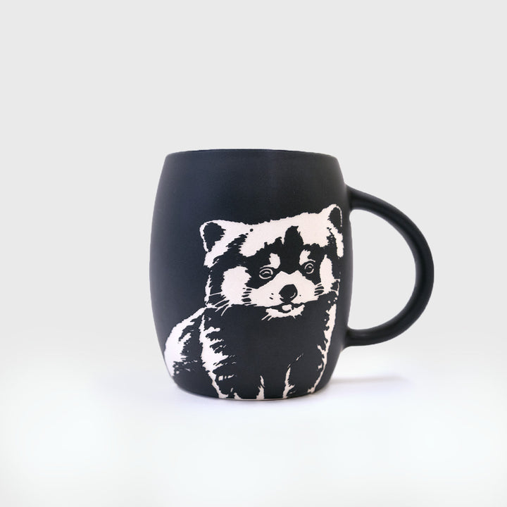Red Panda Charcoal Sand Blasted Mug